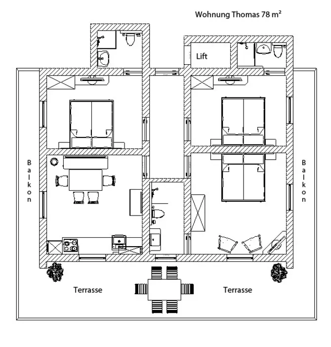 Grundriss Appartement Thomas - Landhaus Kumbichl