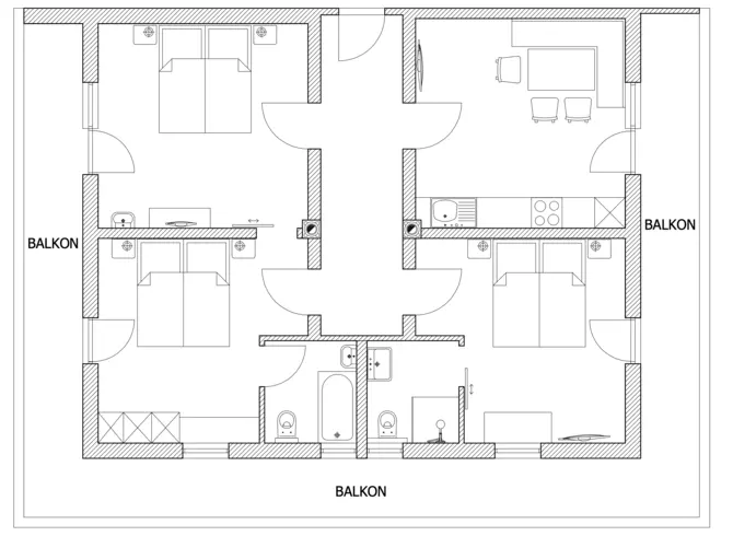Grundriss Appartement Anton - Landhaus Kumbichl