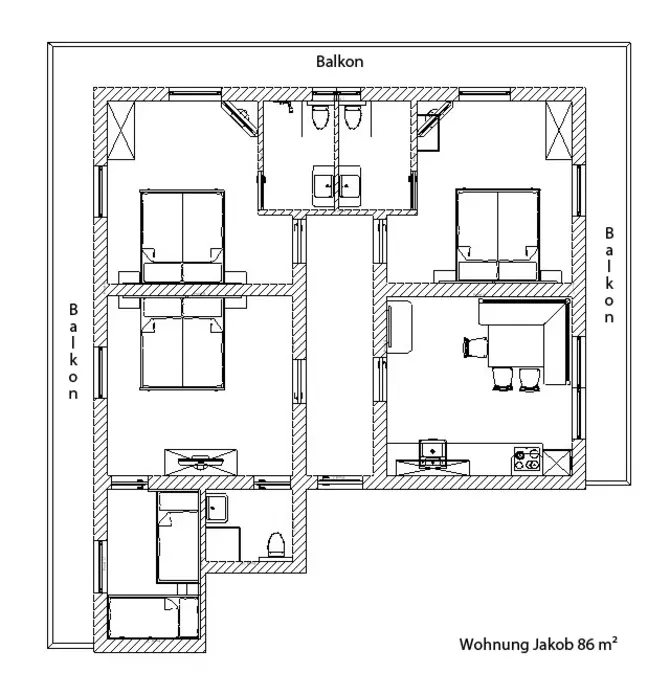 Grundriss Appartement Jakob - Landhaus Kumbichl